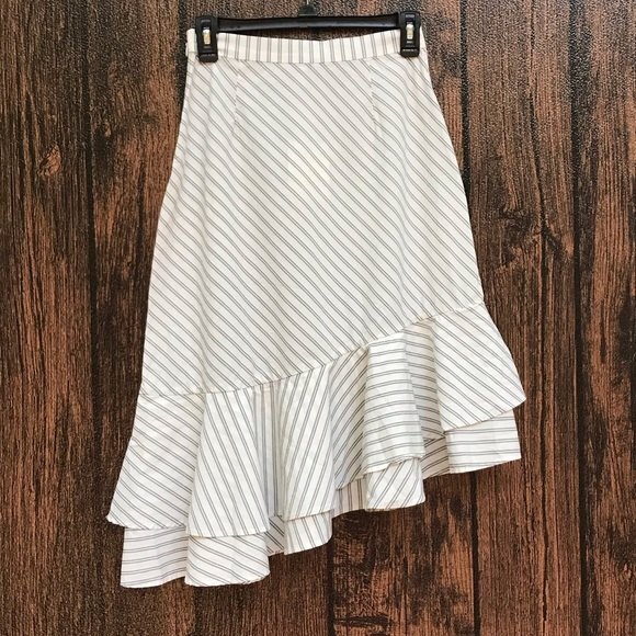 NWT Joie Yenene Porcelain Shirting Stripe Asymmetrical Skirt Women's Size 2 - Picture 14 of 14